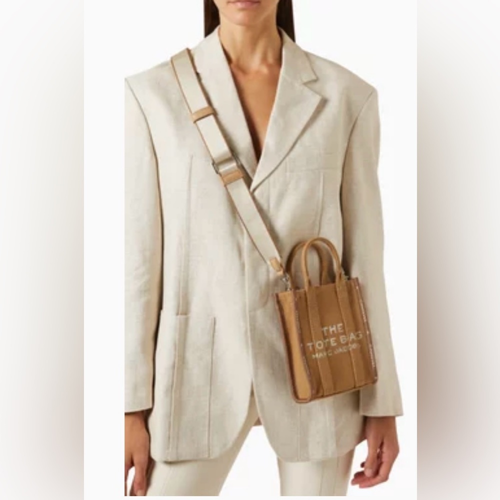 MARC JACOBS Jacquard Super Mini Tote Bag Camel Color NWT